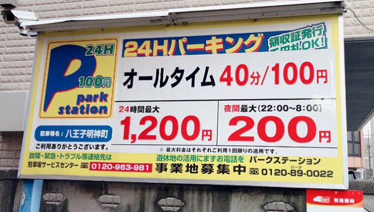 八王子駅北口駐車場 40分100円