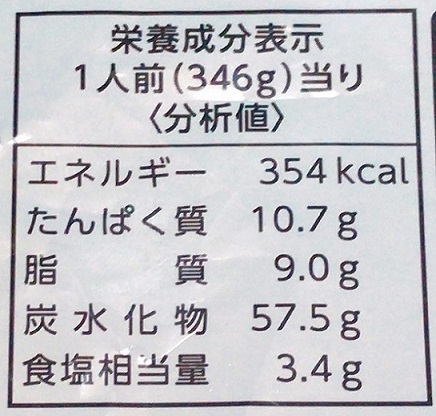 マルハニチロ 冷凍食品 五目あんかけ焼きそば 栄養成分表示