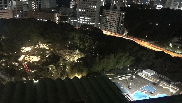 ホテルニューオータニ東京の部屋からの夜景